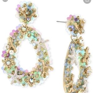 BETSEY JOHNSON Sealife Starfish Dangle Statement Earrings Gold Tone Jewelry